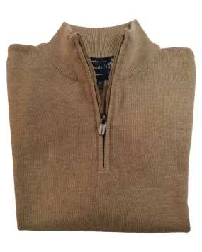 1/4 Zip Mock Sweater Vest in Sand Cotton Blend