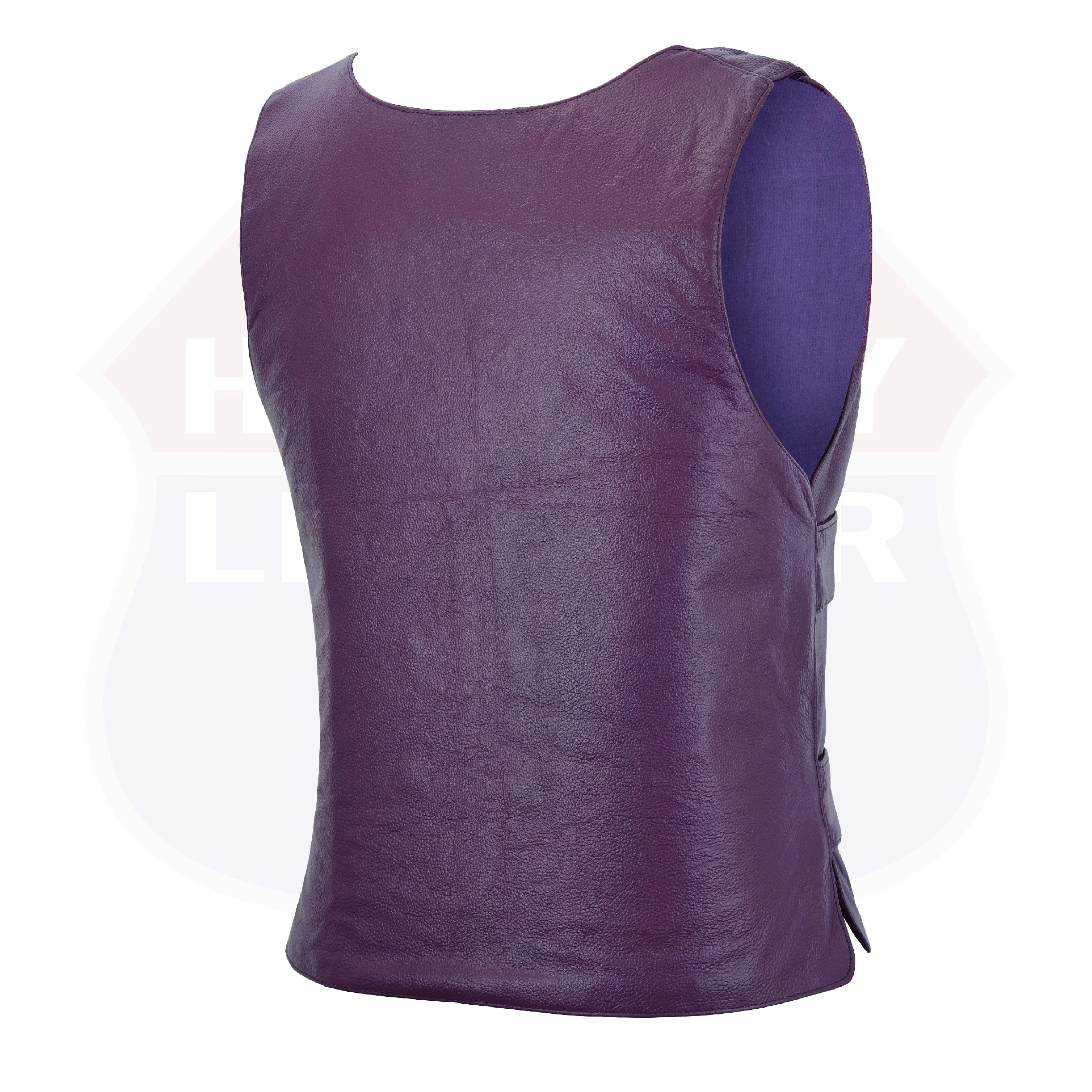 14945PURPLE SHADE#53 WOMEN PURPLE BULLET PROOF LEATHER VEST