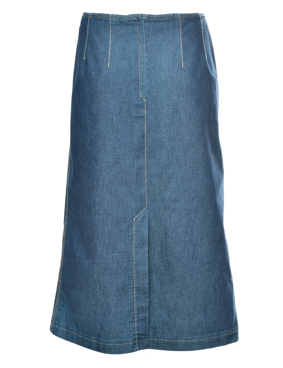 1990s Denim Maxi Skirt - M