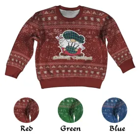 Abercrombie Clan Christmas Kid Ugly Sweater with Gnome Playing Bagpipes