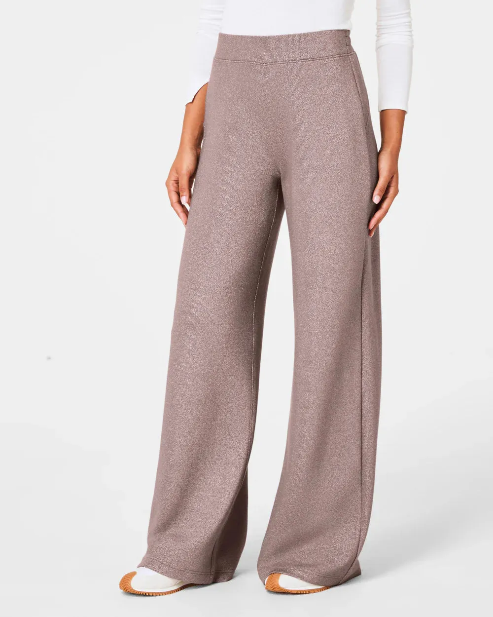 Air Essentials Shine Wide Leg Pants - Smoke Silver