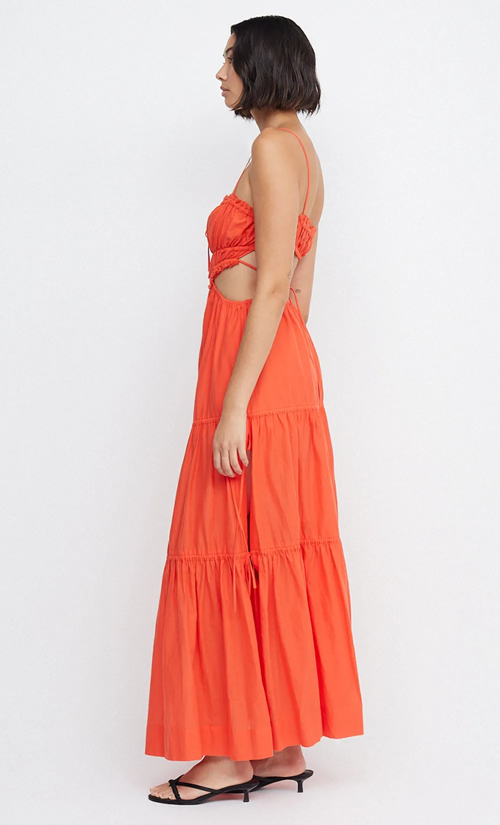 ALEXANDRA TIE MAXI DRESS - FIRE RED