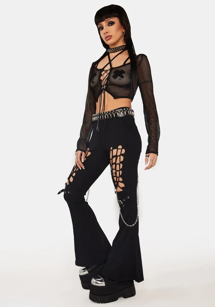 Alternative Rebel Cutout Sexy Bell-Bottom Trousers