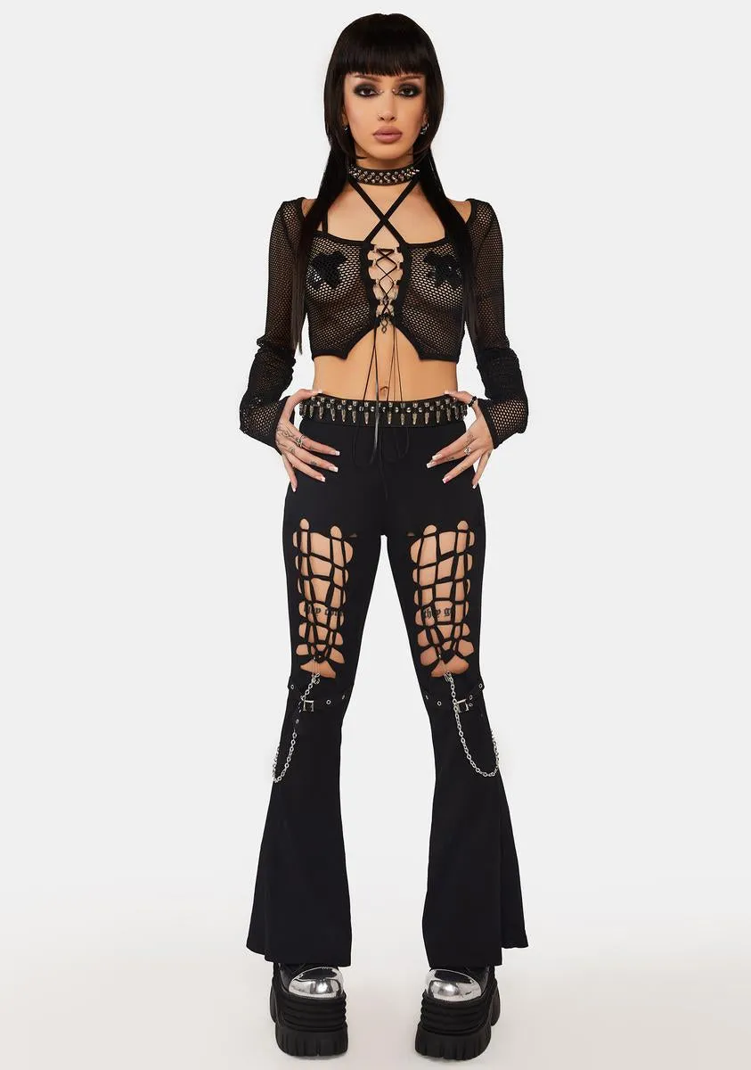 Alternative Rebel Cutout Sexy Bell-Bottom Trousers