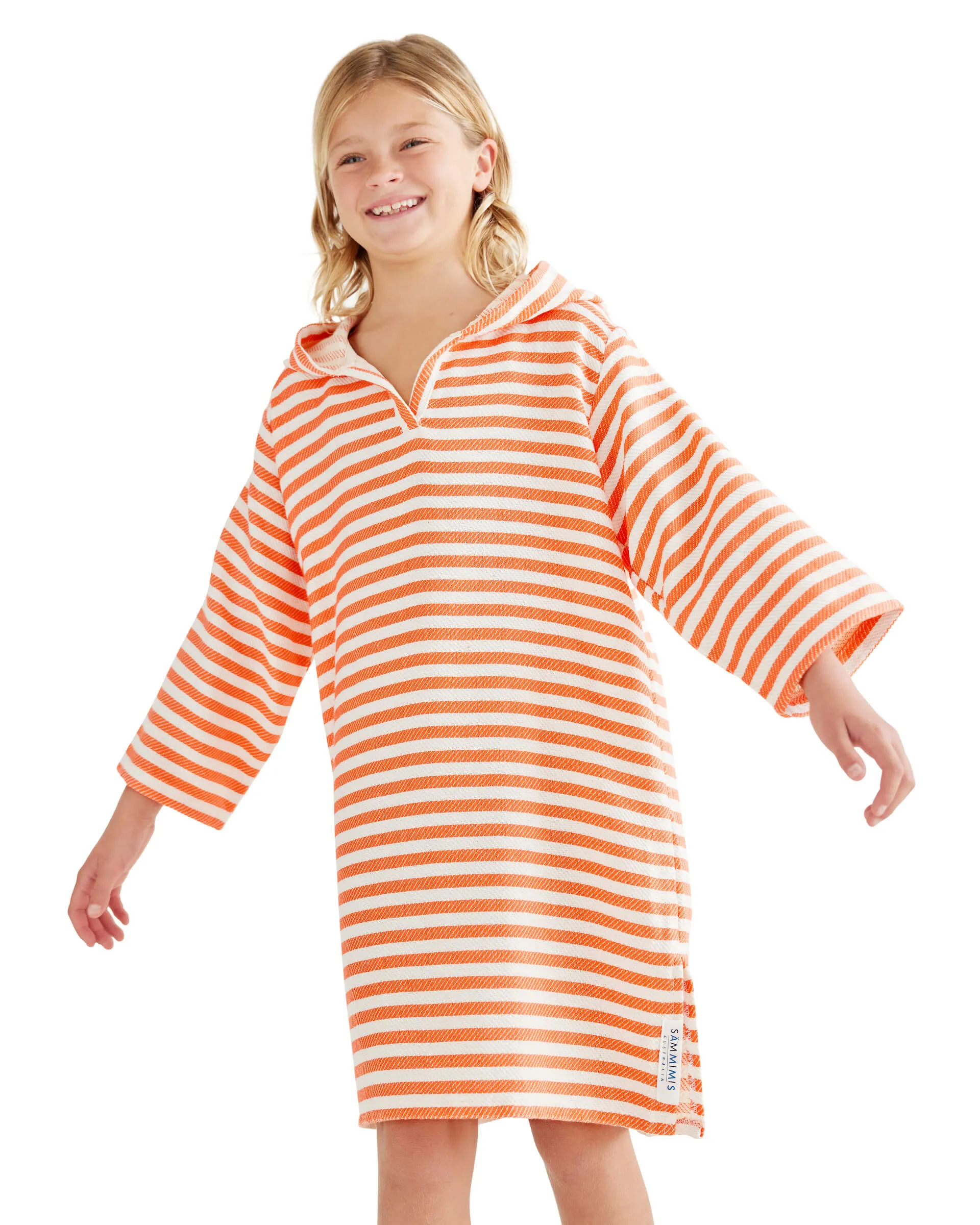 AMALFI Kids Hooded Towel: Coral/White