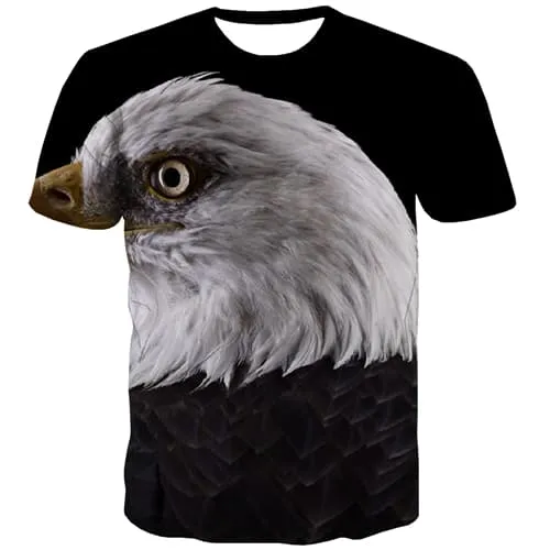 Animal T-shirt Men Eagle Tshirts Cool Black And White T shirts Funny Harajuku Tshirts Novelty Hip Hop T-shirts Graphic