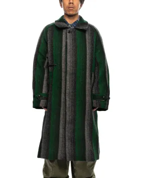 Balcollar Coat - Wool Ombre Stripe Twill Green