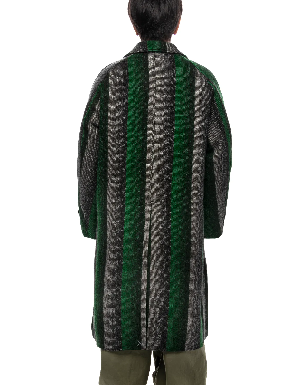 Balcollar Coat - Wool Ombre Stripe Twill Green