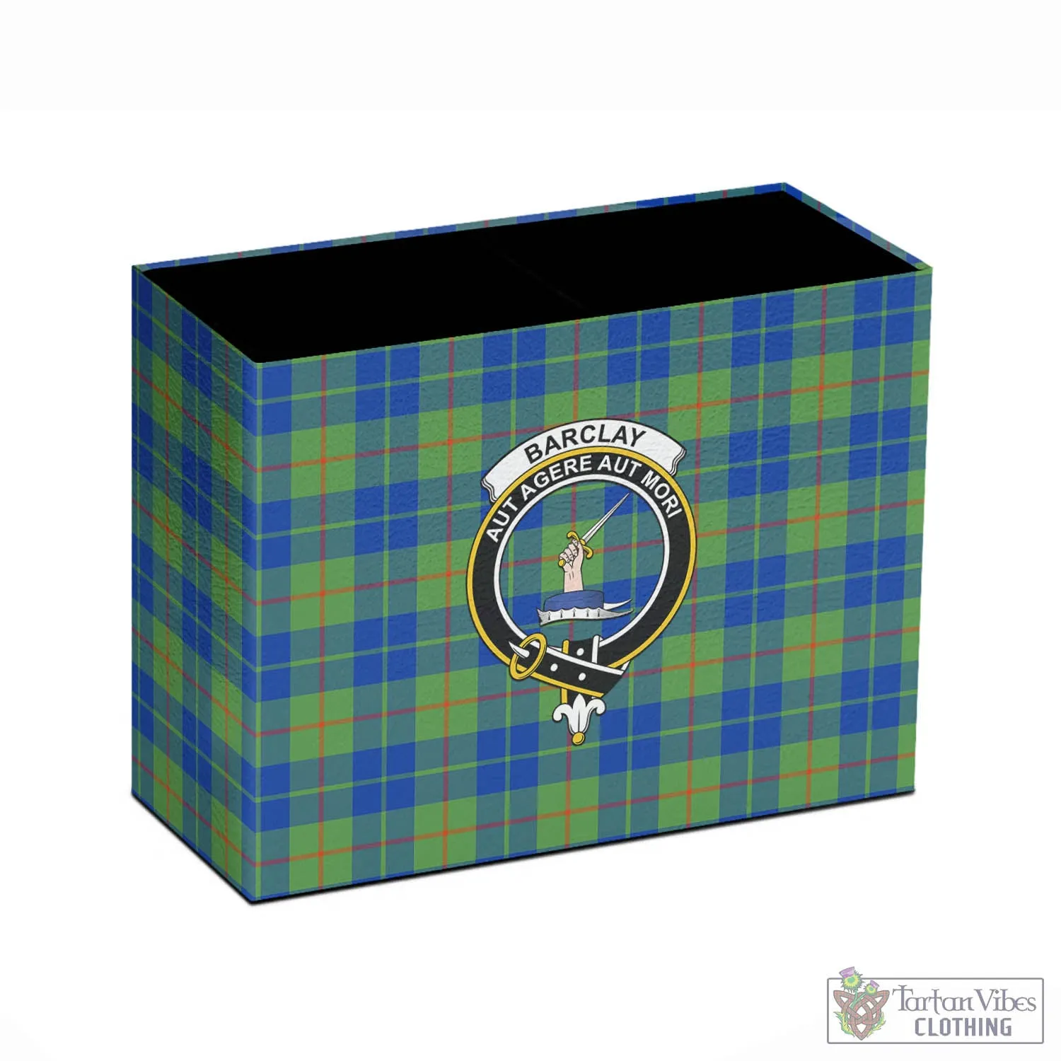 Barclay Hunting Ancient Tartan Pen Holder with Family Crest