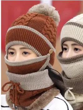 Beanie Hat With Scarf and Mask