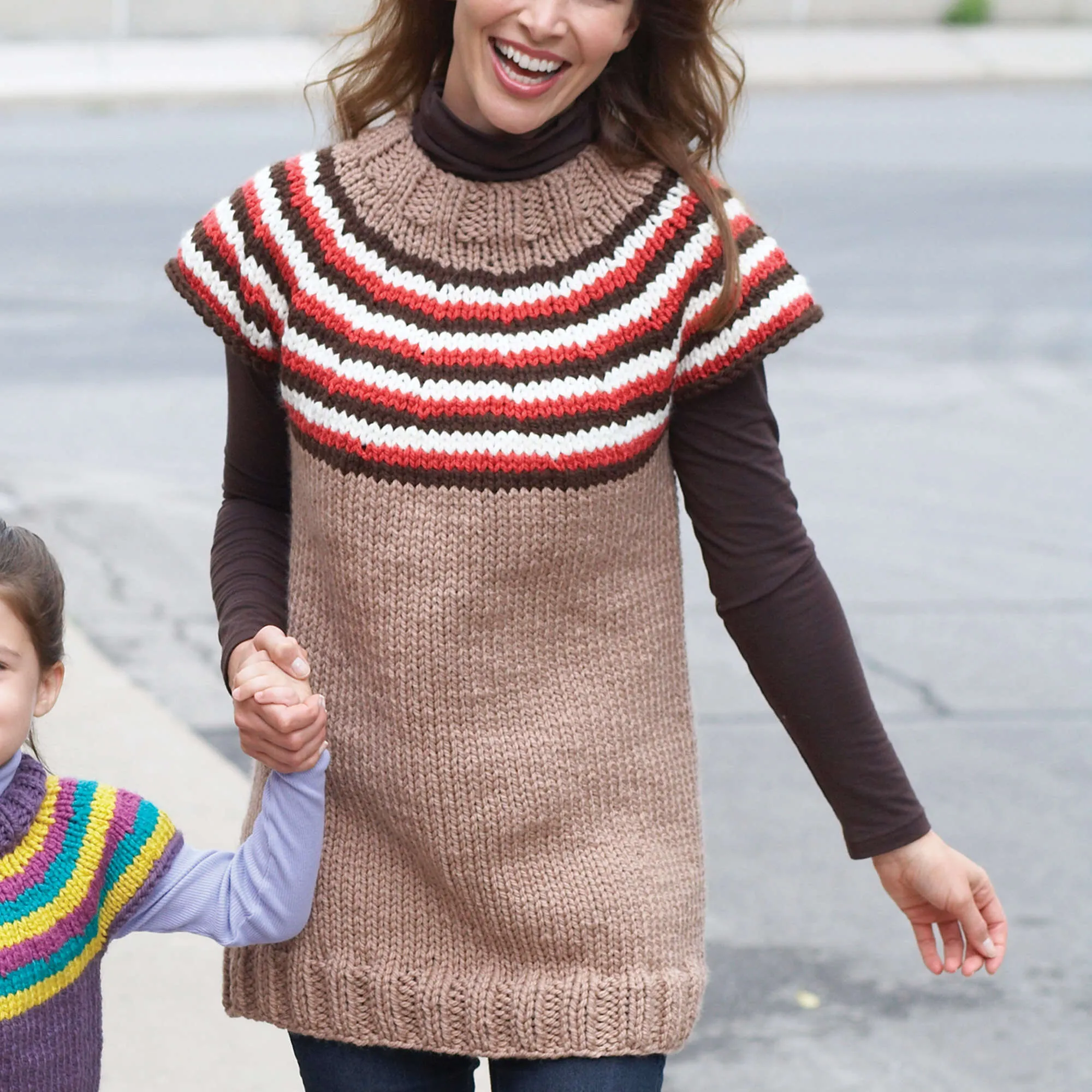 Bernat Knit Striped Yoke Women's Pullover