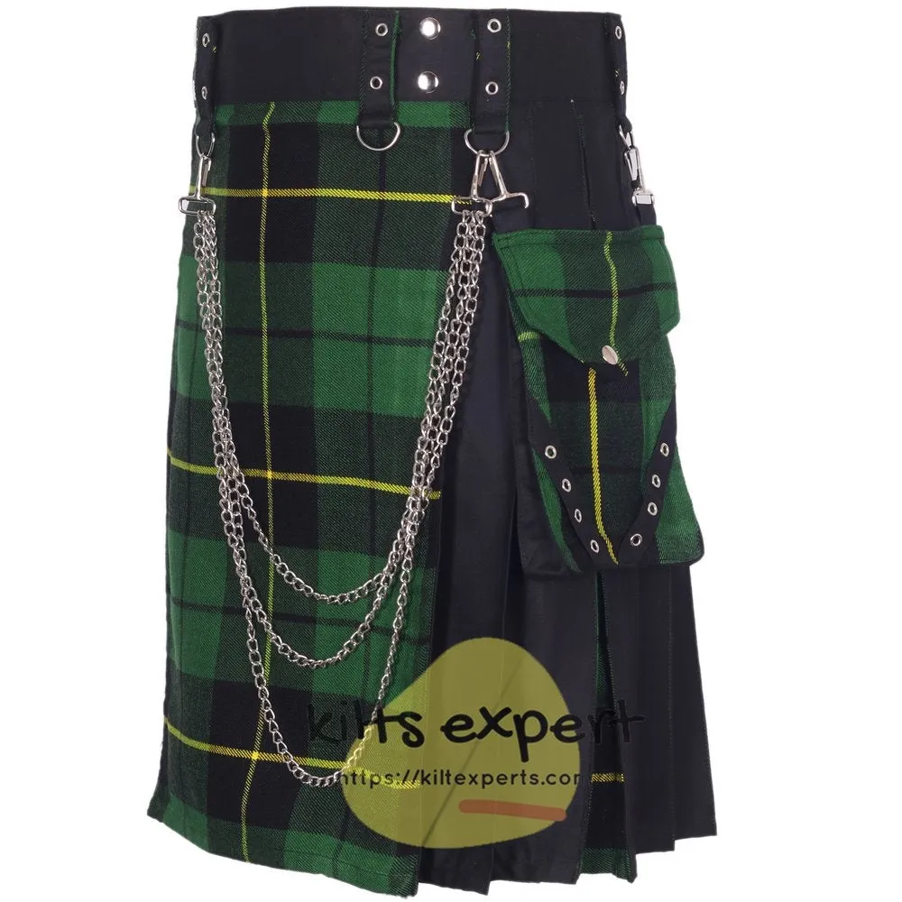 Black & Wallace Hunting Hybird Utility Kilt With Detachable Chain & Pockets