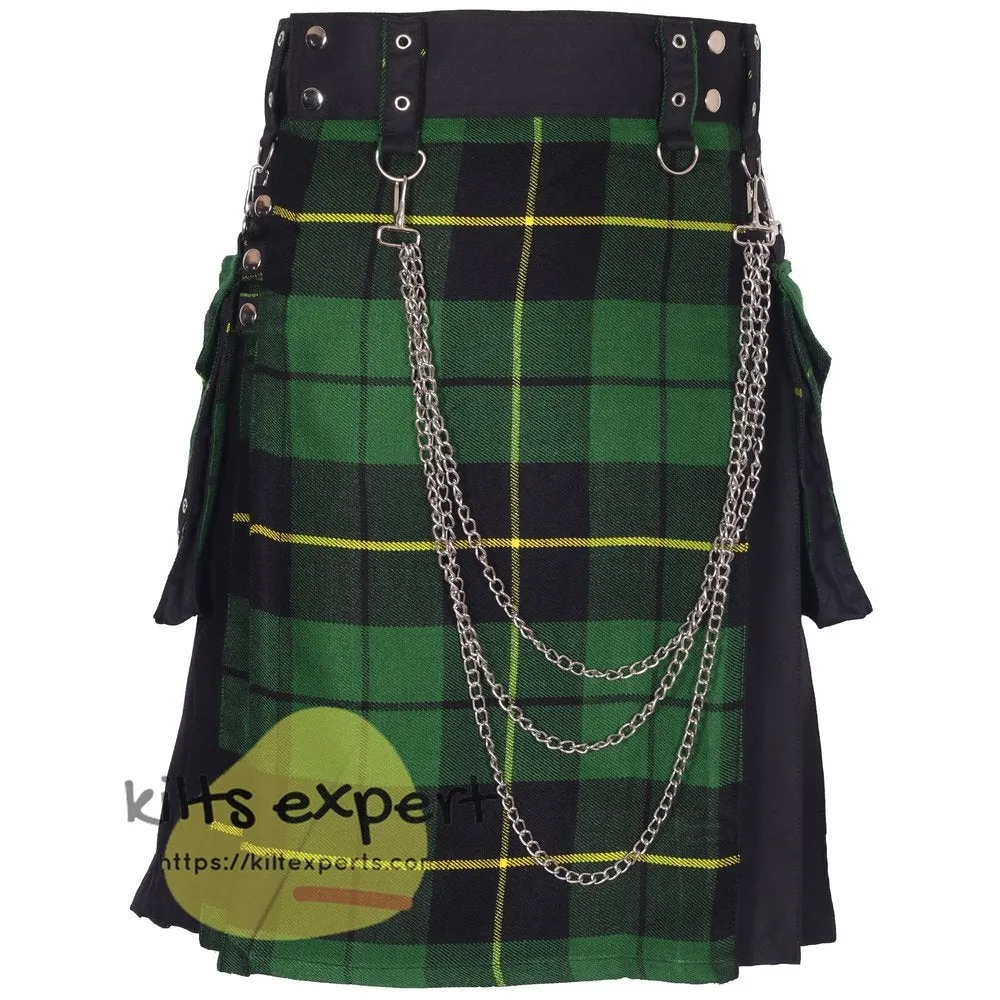 Black & Wallace Hunting Hybird Utility Kilt With Detachable Chain & Pockets