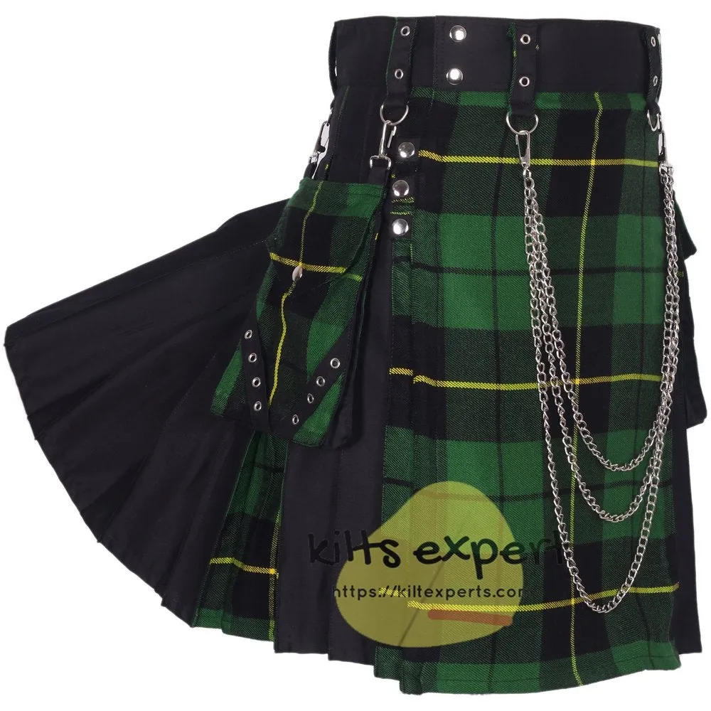 Black & Wallace Hunting Hybird Utility Kilt With Detachable Chain & Pockets