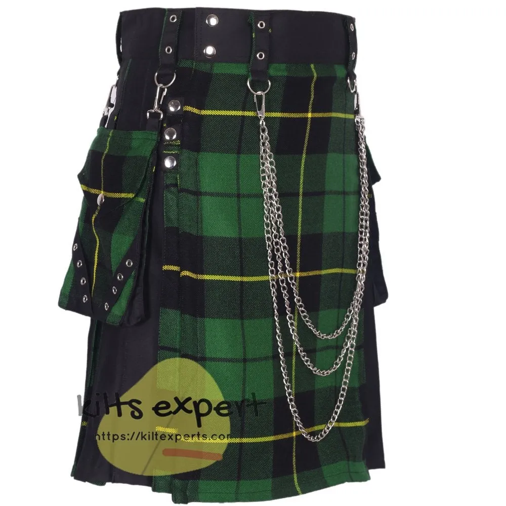 Black & Wallace Hunting Hybird Utility Kilt With Detachable Chain & Pockets