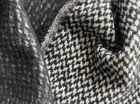 Black & White Mock Checked Tweed Wool & Mohair Blend Coating (Made in Italy)