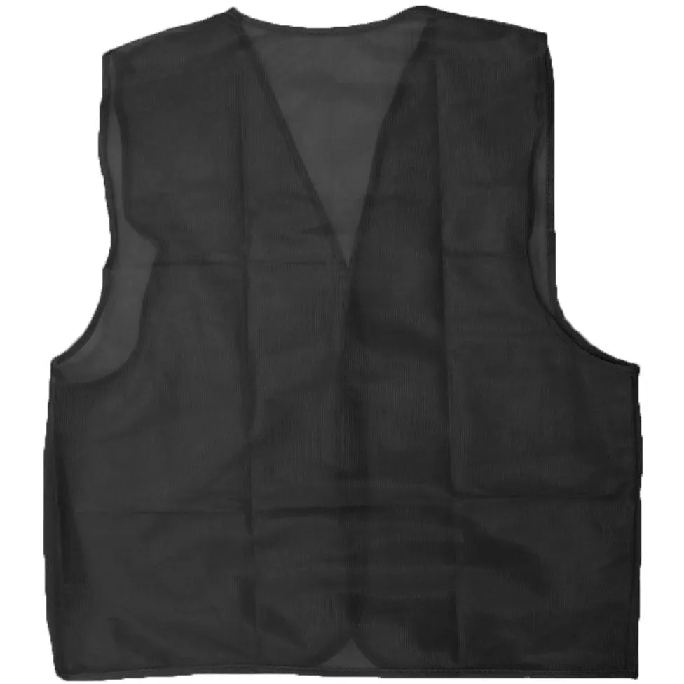 Black Mesh Safety Vest - Loop & Pile Fastener  - SW-BLK-YW