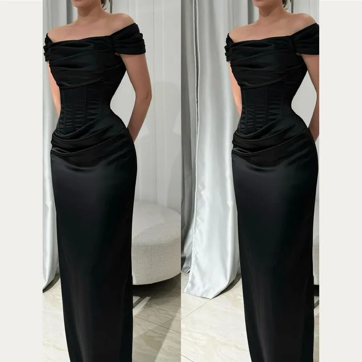 Black Off The Shoulder Prom Dresses,Floor Length Evening Gown      fg6862