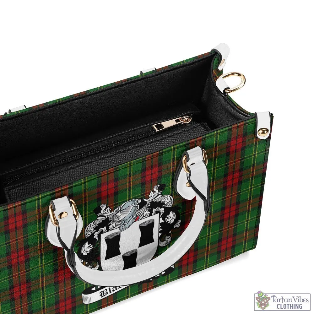 Blackstock Hunting Tartan Luxury Leather Handbags with Family Crest