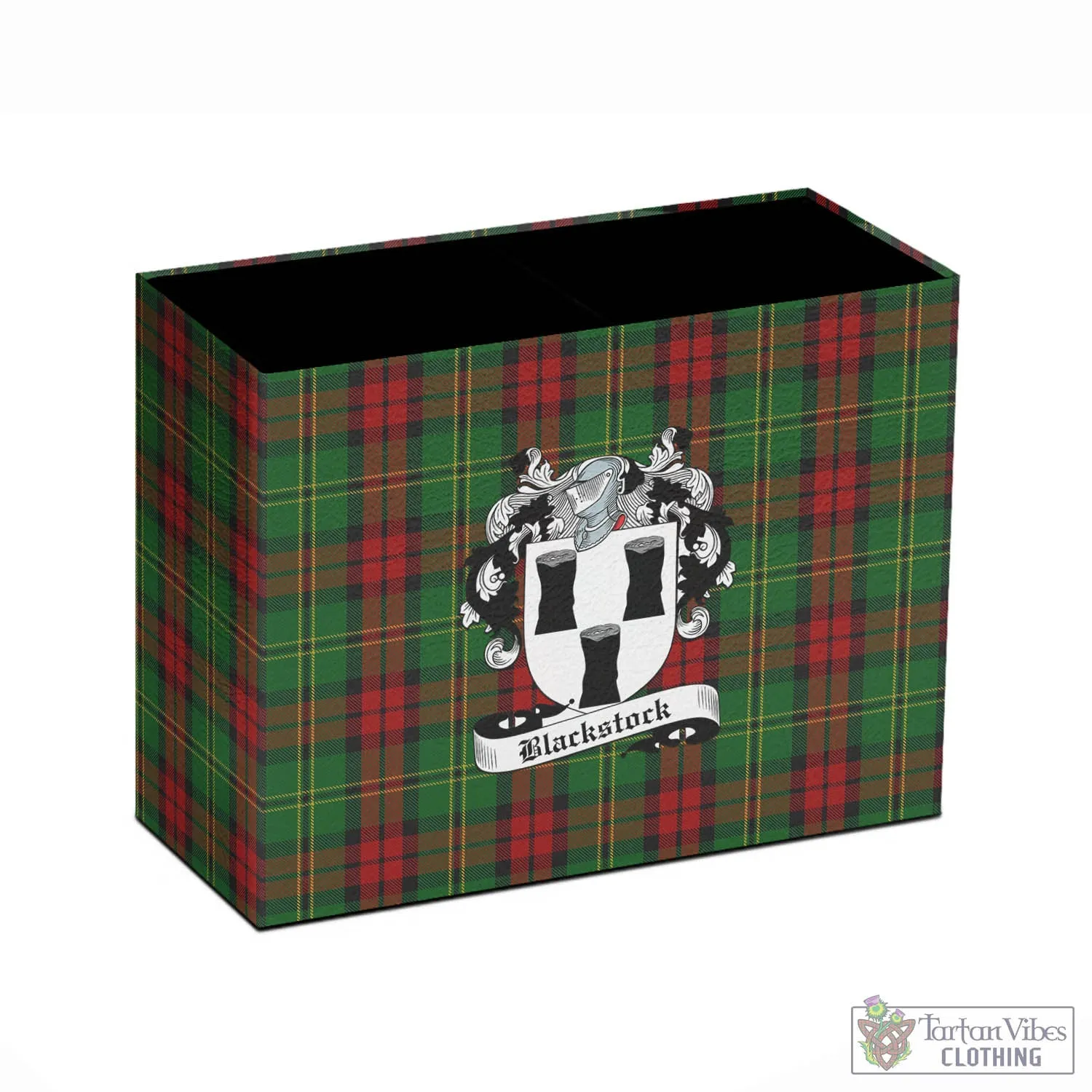 Blackstock Hunting Tartan Pen Holder with Family Crest