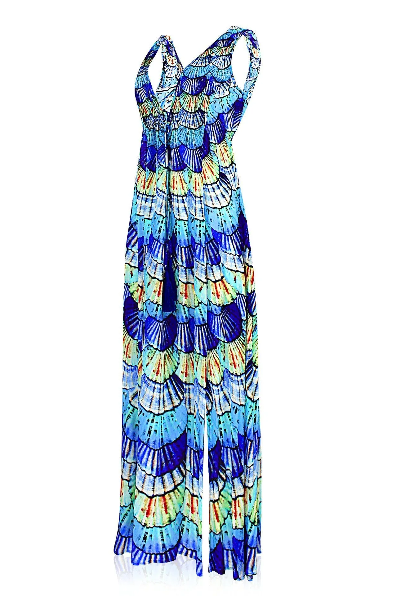 Blue V Neck Maxi Dress