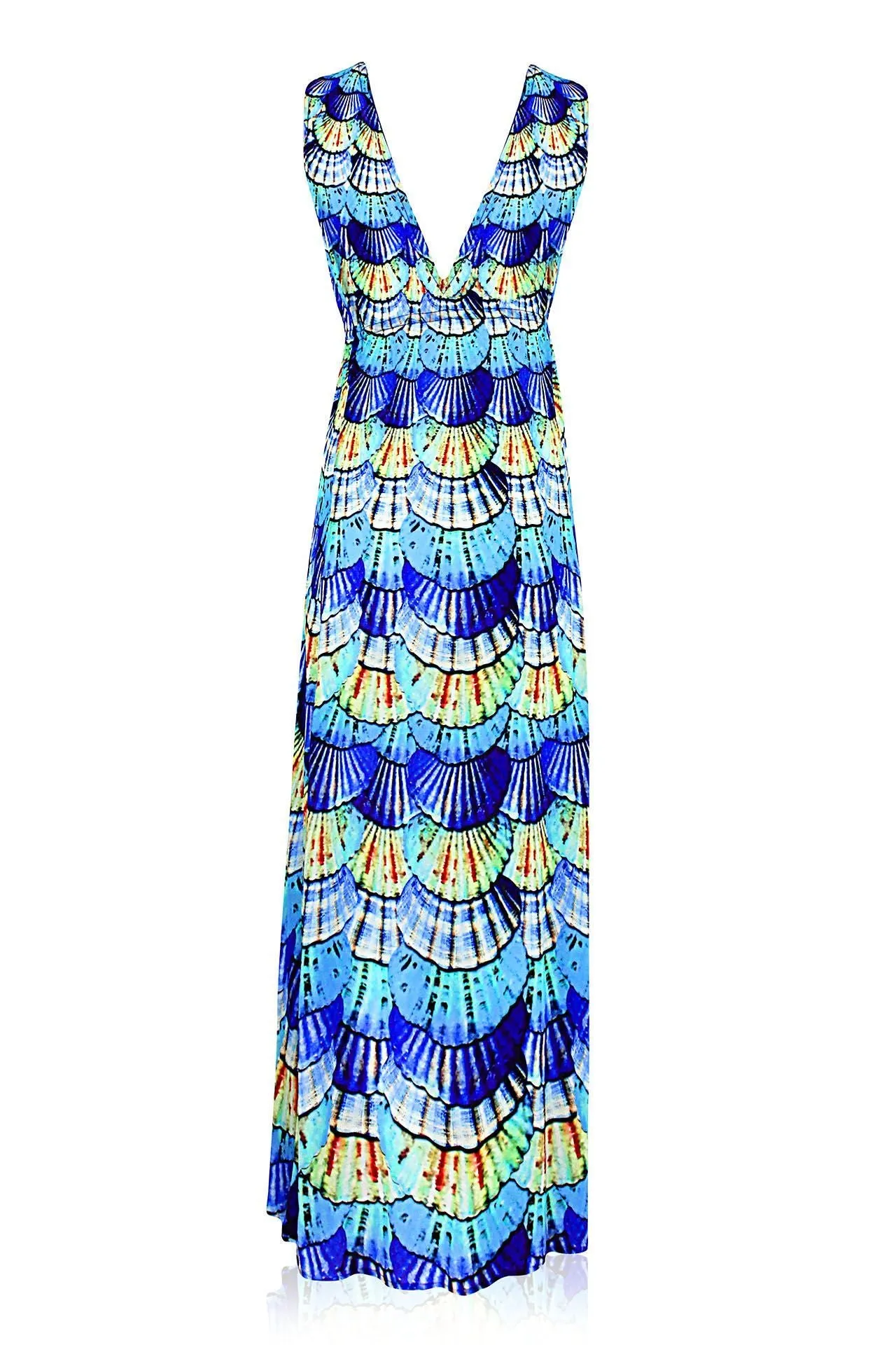 Blue V Neck Maxi Dress