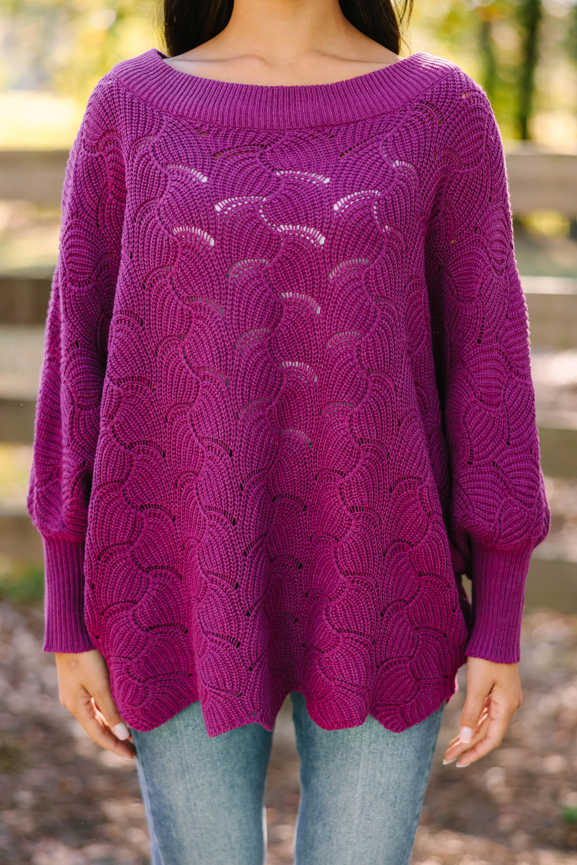 Breaking Free Magenta Purple Batwing Sweater