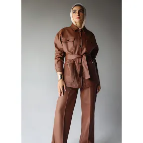 Brown leather co-ord set