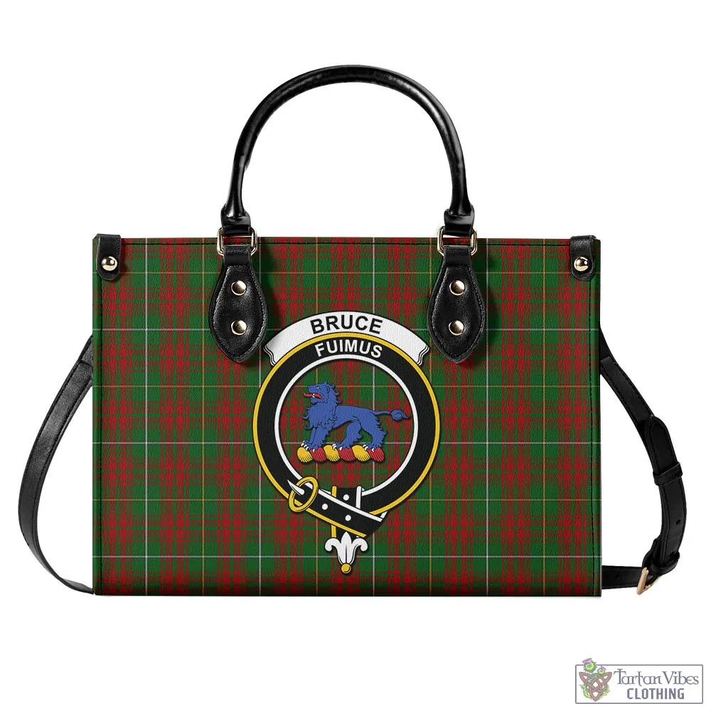 Bruce Hunting Tartan Luxury Leather Handbags with Family Crest