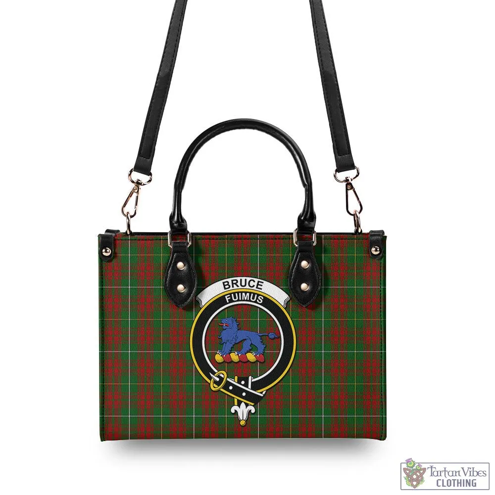 Bruce Hunting Tartan Luxury Leather Handbags with Family Crest