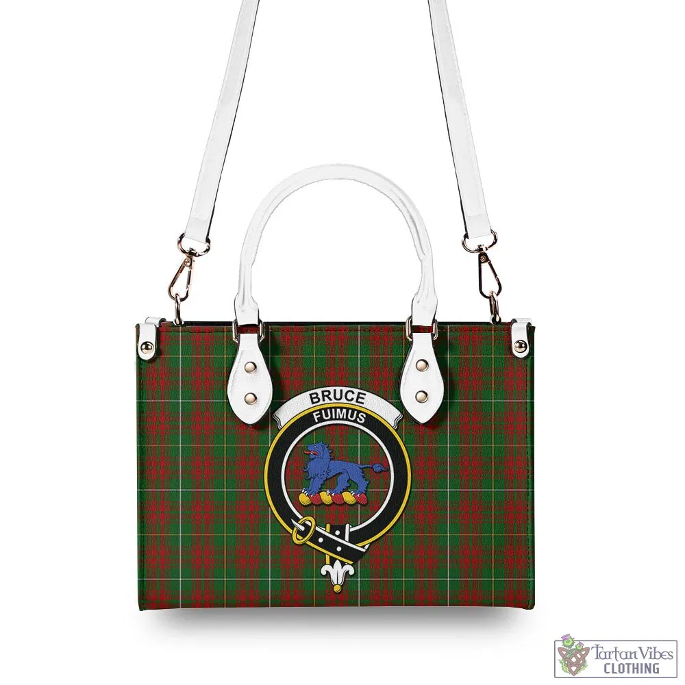 Bruce Hunting Tartan Luxury Leather Handbags with Family Crest