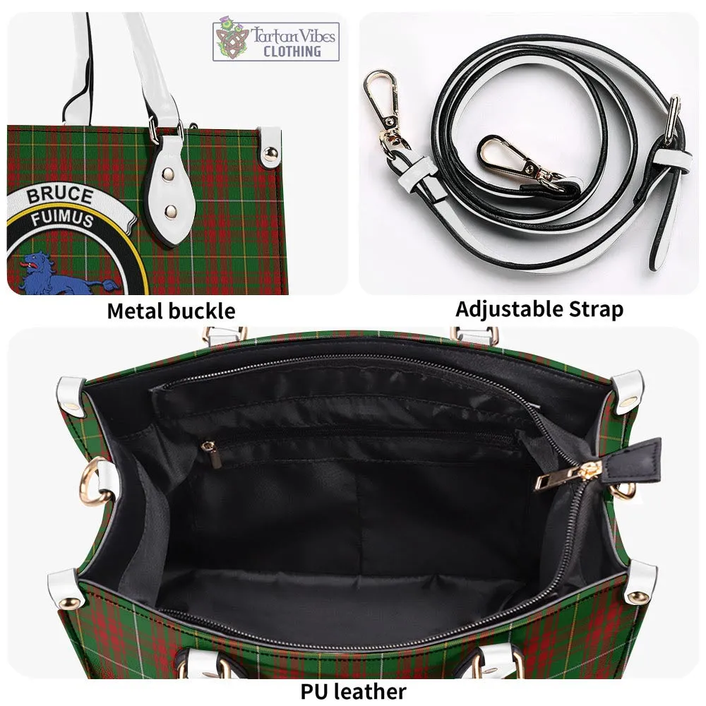 Bruce Hunting Tartan Luxury Leather Handbags with Family Crest