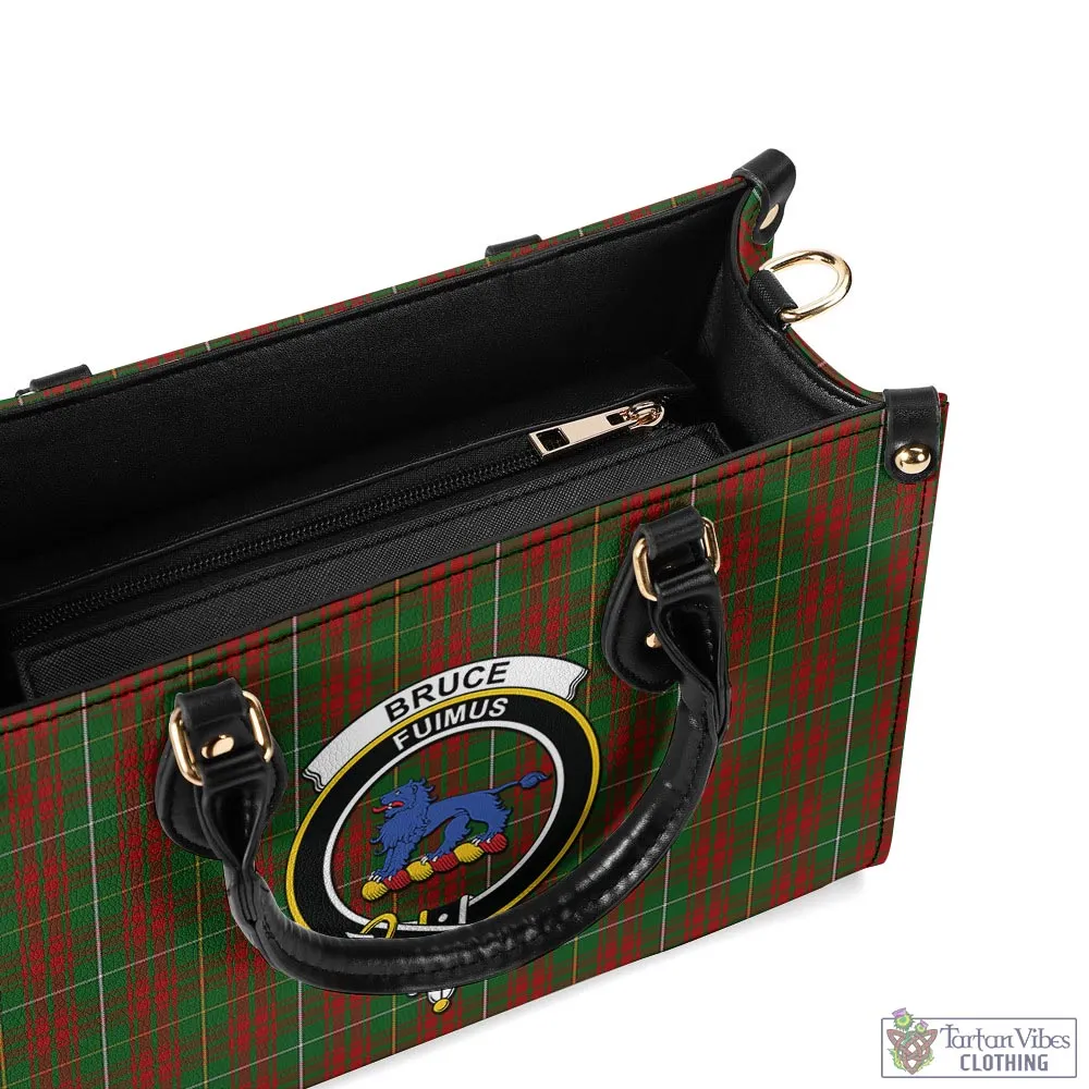 Bruce Hunting Tartan Luxury Leather Handbags with Family Crest