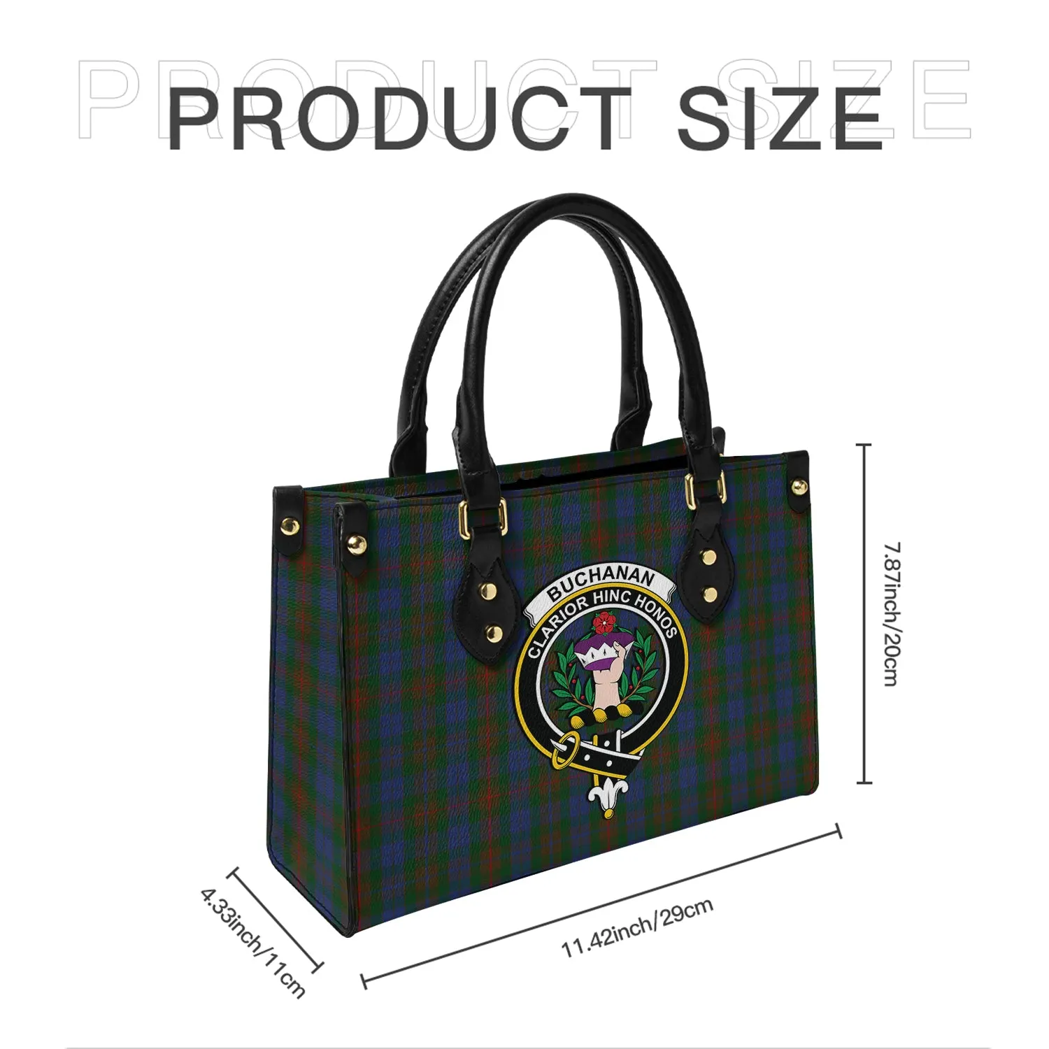 Buchanan Hunting Tartan Leather Bag with Family Crest