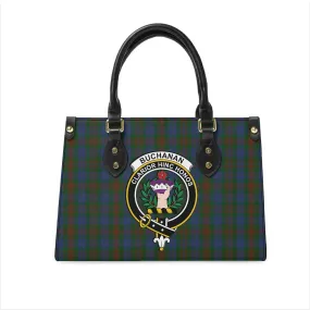 Buchanan Hunting Tartan Leather Bag with Family Crest