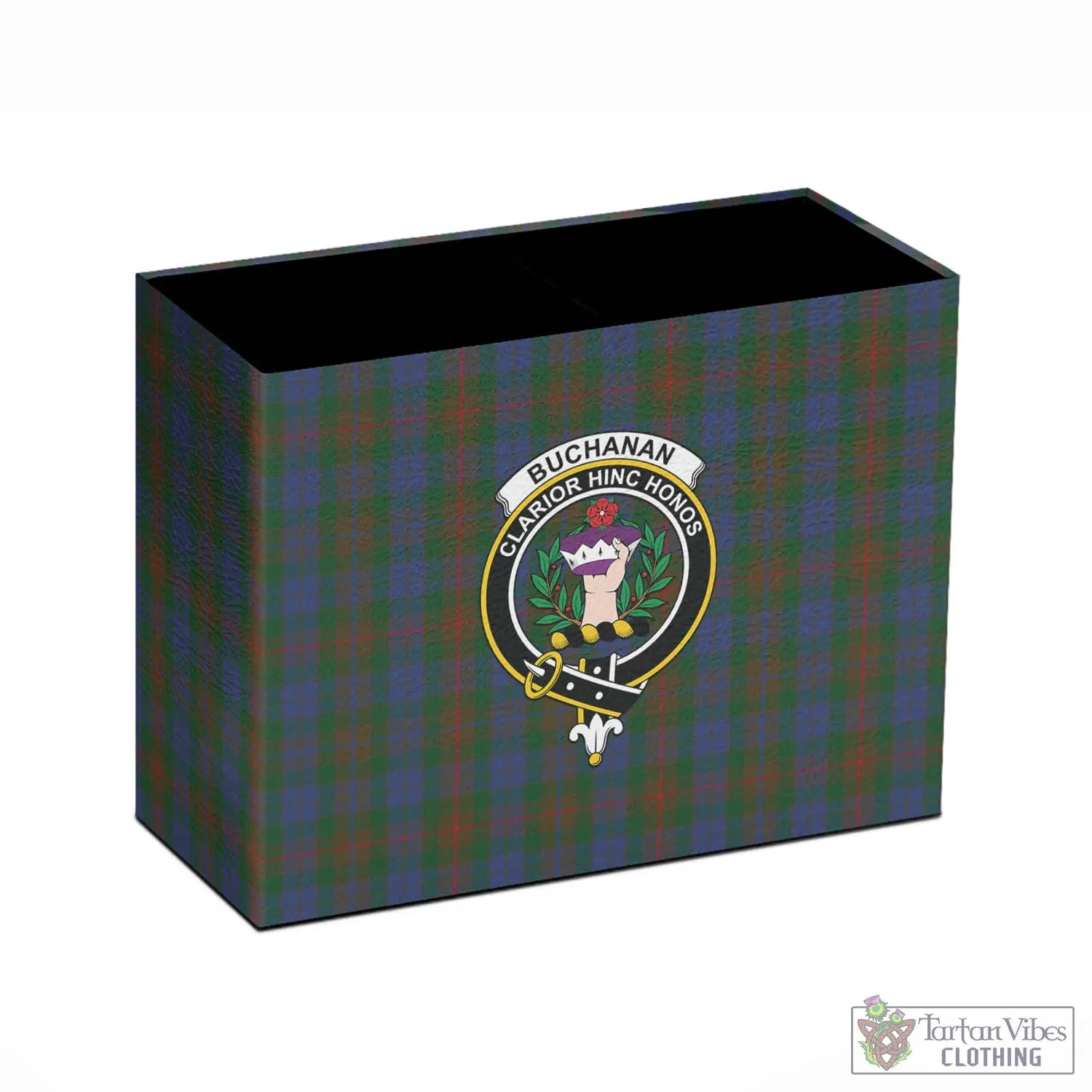 Buchanan Hunting Tartan Pen Holder with Family Crest