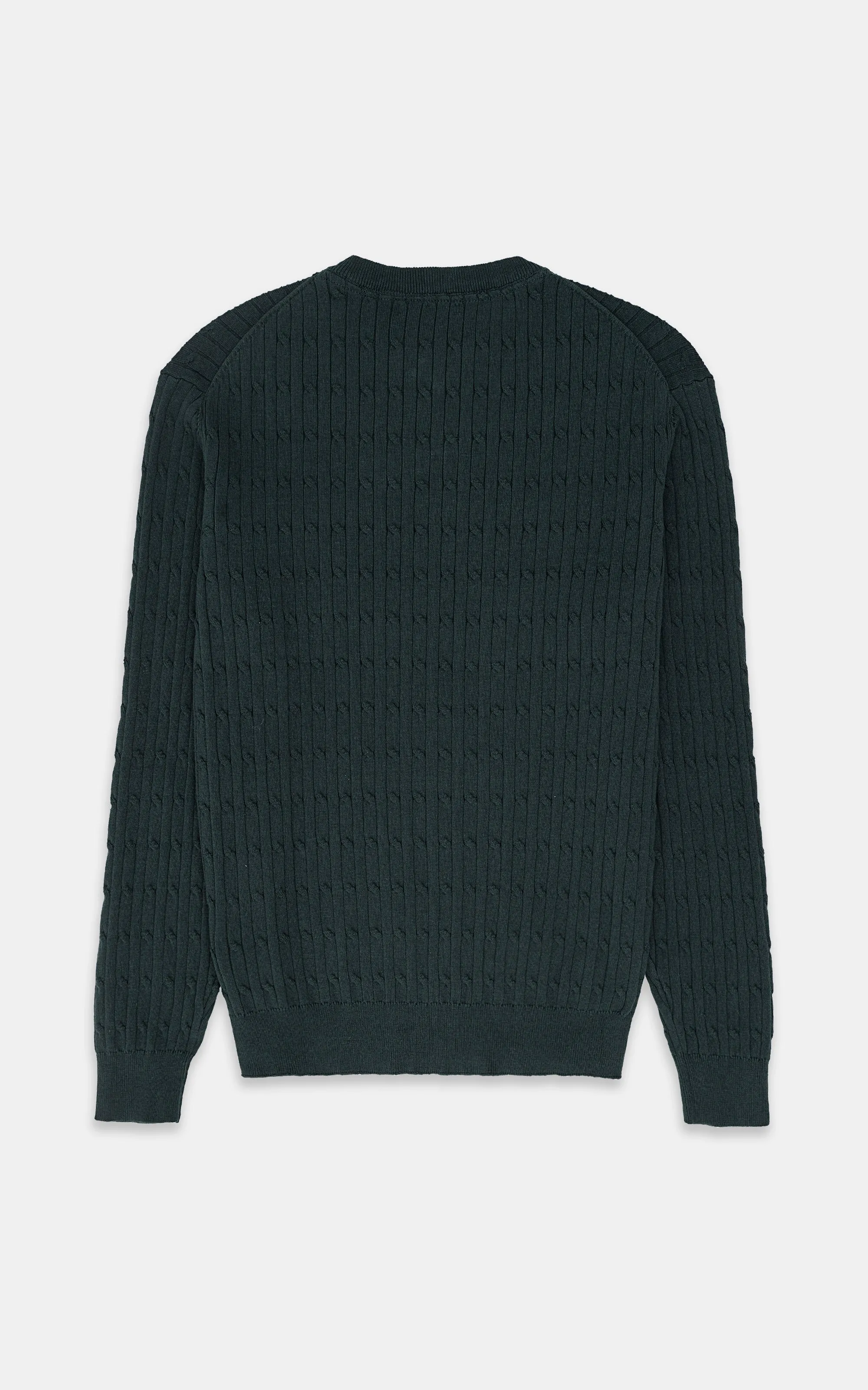 CABLE-KNIT SWEATER BOTTLE GREEN