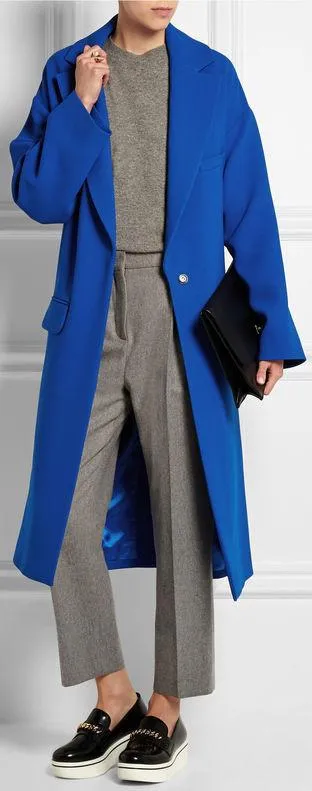 Cashmere & Wool Wrap Coat in Blue