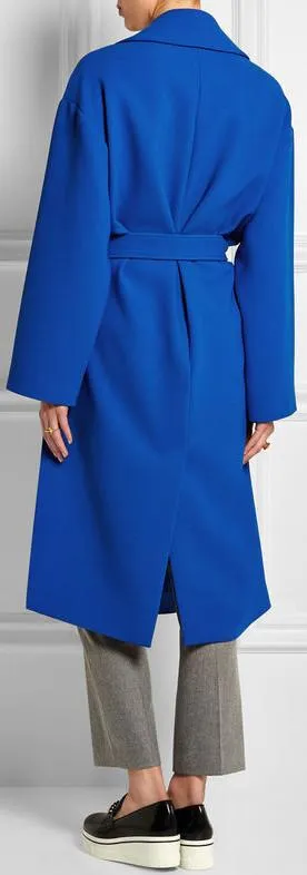 Cashmere & Wool Wrap Coat in Blue