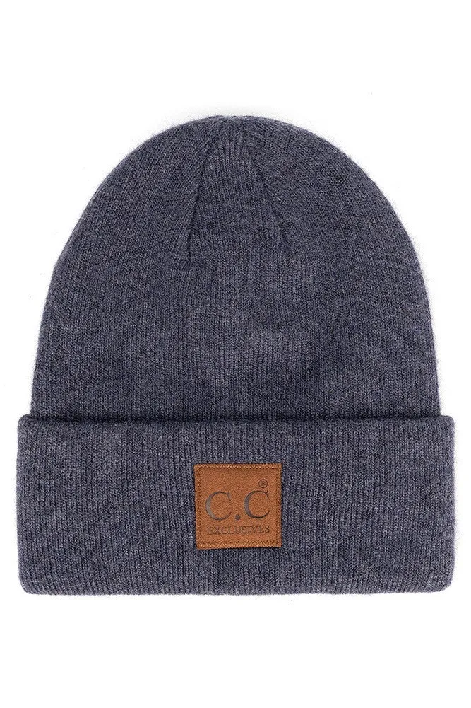 C.C HEATHERED BOYFRIEND BEANIE (NAVY)