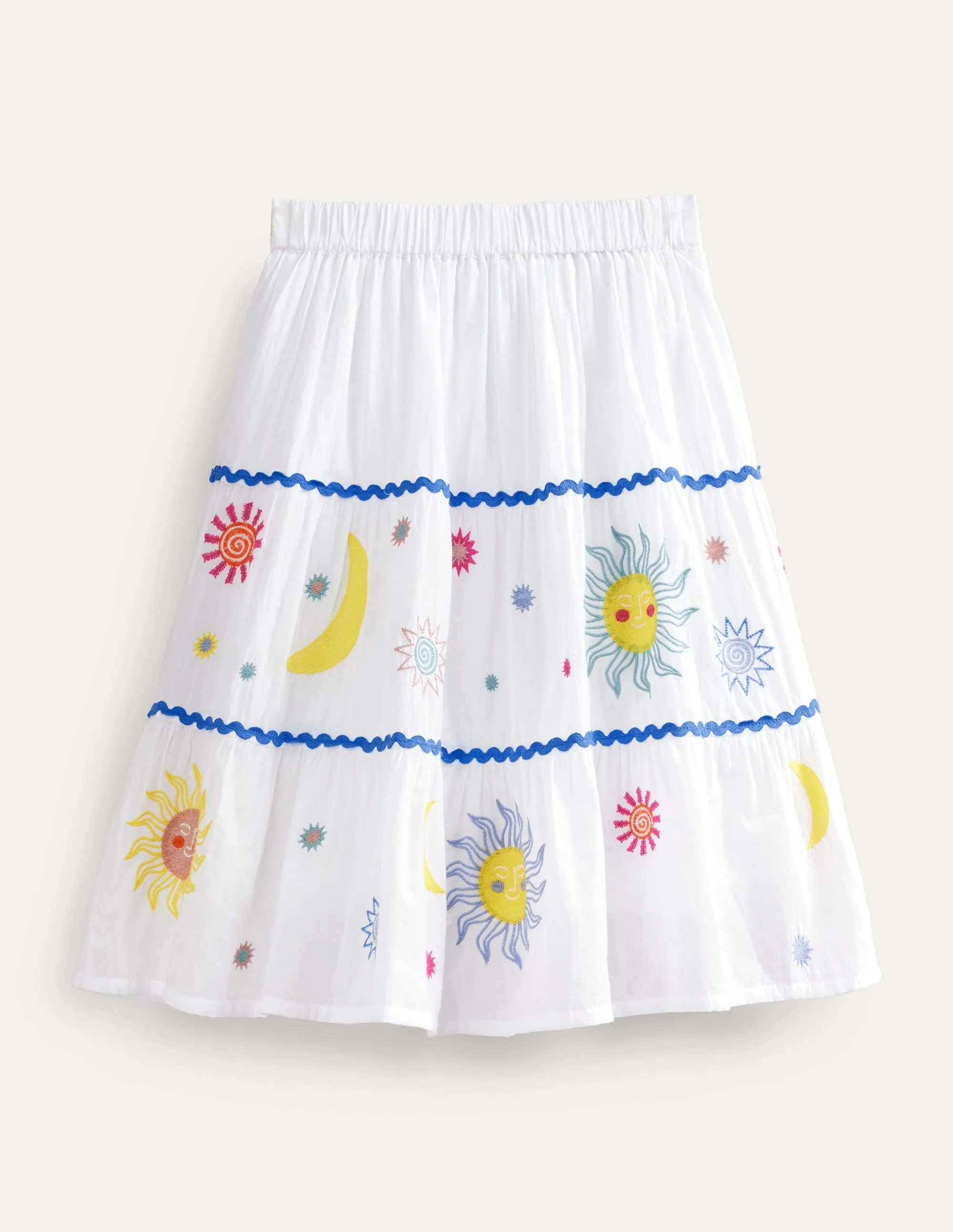 Celestial Appliqué Skirt-White