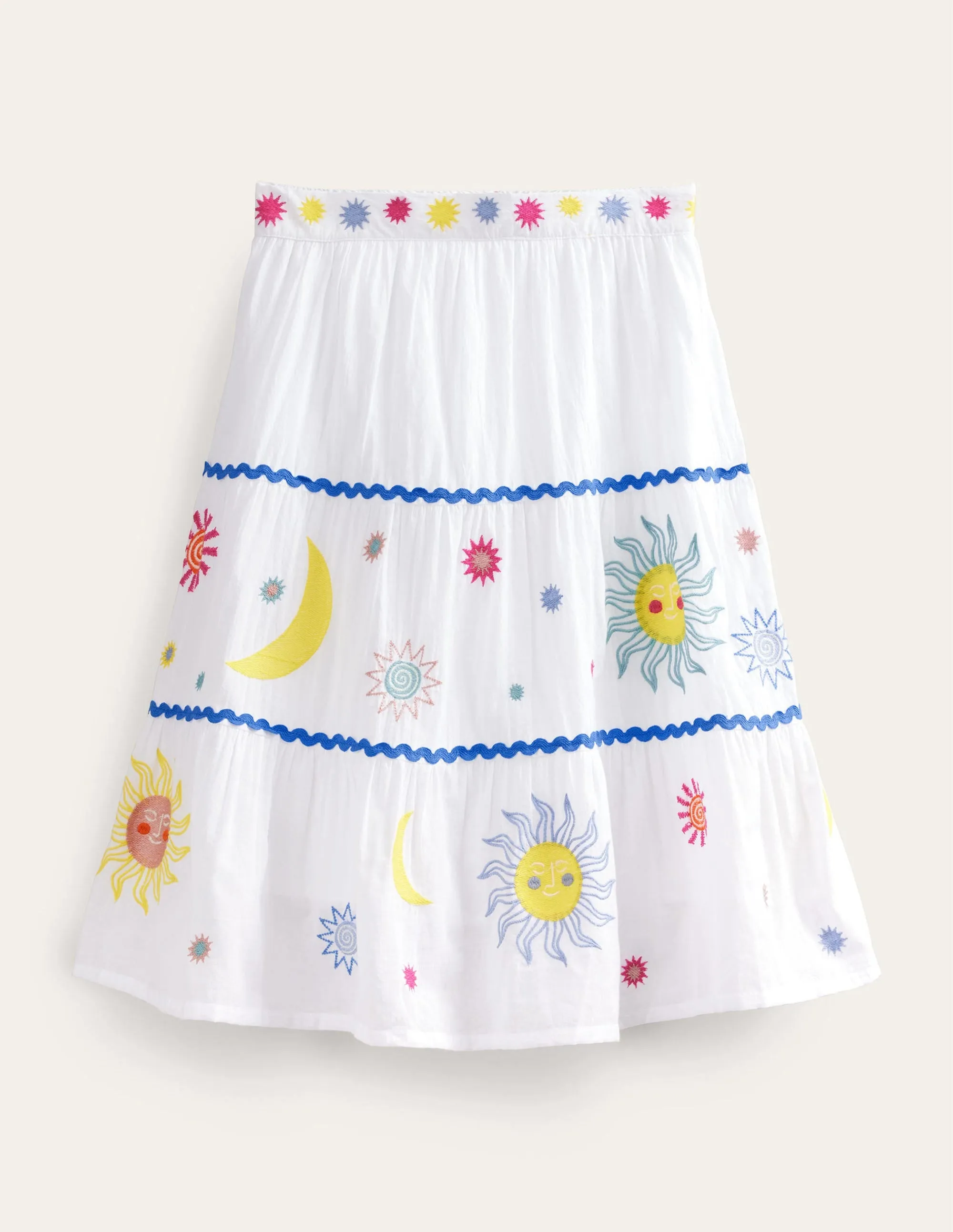 Celestial Appliqué Skirt-White