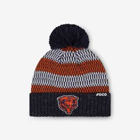 Chicago Bears Womens Cozy Knit Metallic Thread Pom Beanie