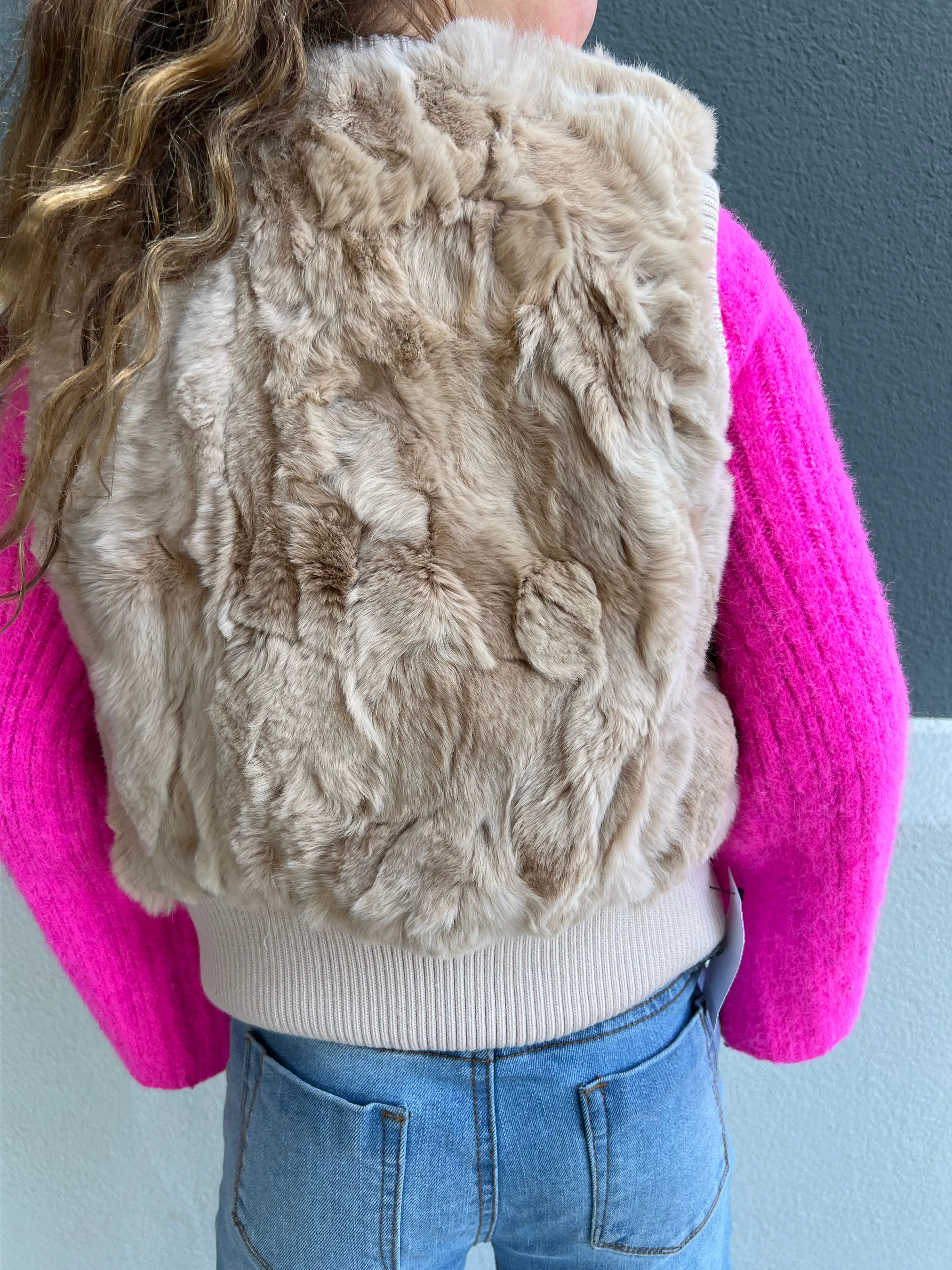 Children's Champagne Rabbit Fur Vest