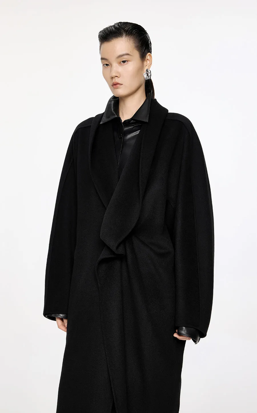 Coat / JNBY Pleated Wool Coat