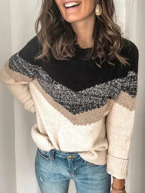 Color Block Print Sweater