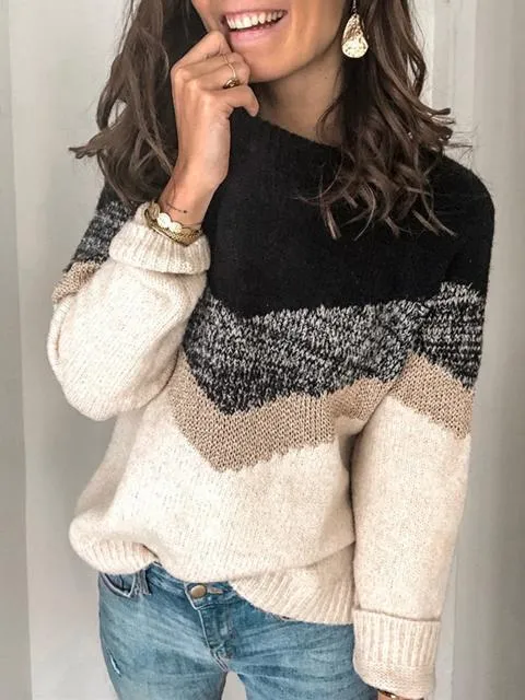 Color Block Print Sweater