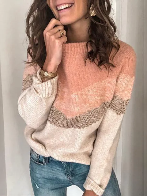 Color Block Print Sweater