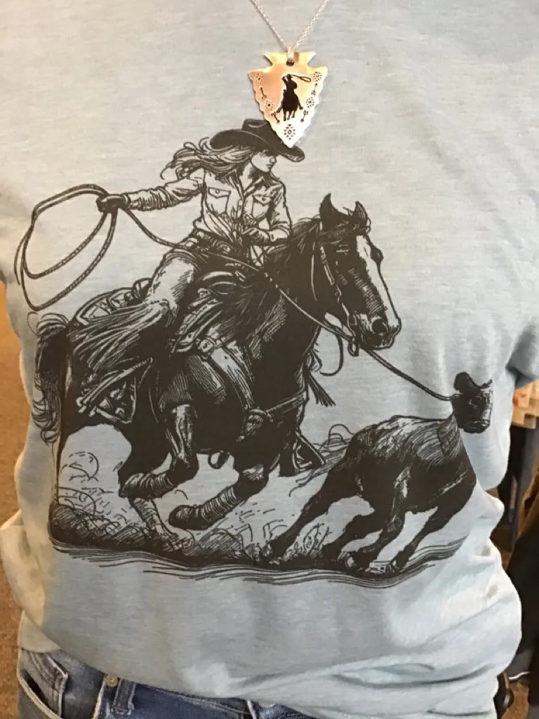 Cowgirl Calf Roper Graphic T Shirt - S to 2X