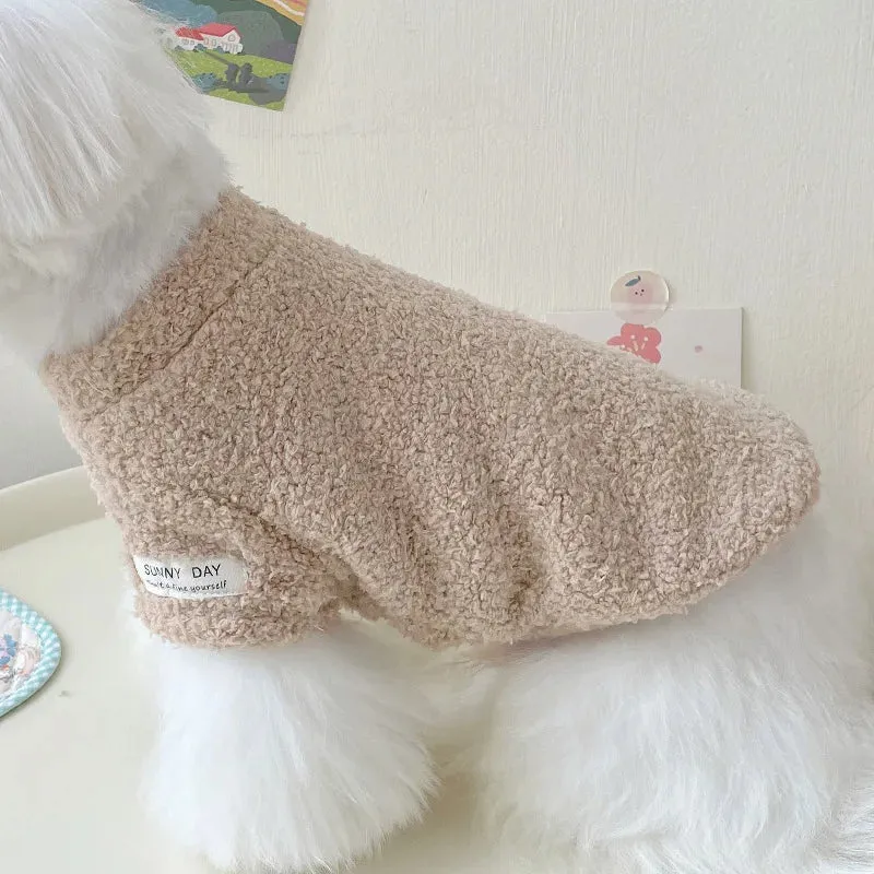 Cozy Winter Sweater for Small to Medium Dogs - Solid Color, Cotton